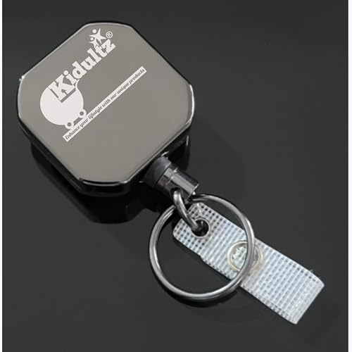 Kidultz(Pack of 1) Heavy Duty Metal Zinc Alloy I'd Card Retractable Black Stylish Badge yoyo Reel, Key Chain Holder Belt Clip Pull Cord with 27.5" Steel Cable (Black) - Image 3
