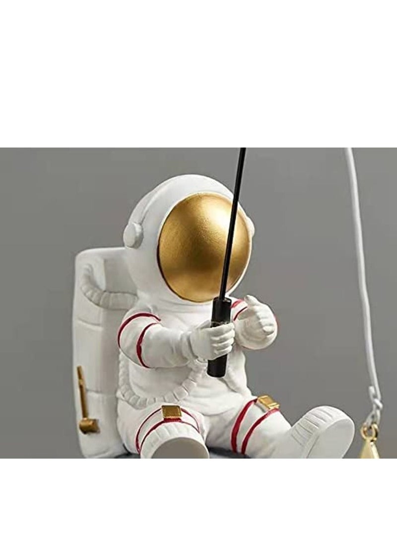 KASTWAVE Astronaut Statues Golden Astronaut Figurine, Astronaut Fishing Star Figure Resin Spaceman Planet Desk Ornament, Sculpture Fine Collection Spaceman Figure Ornament for Home/Desktop/Car - Image 3