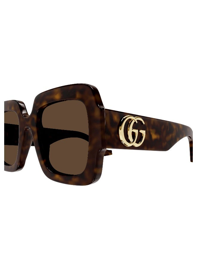 GUCCI GG1547S 002 Women's Full Rim Square Sunglasses, Havana/Brown - Image 3