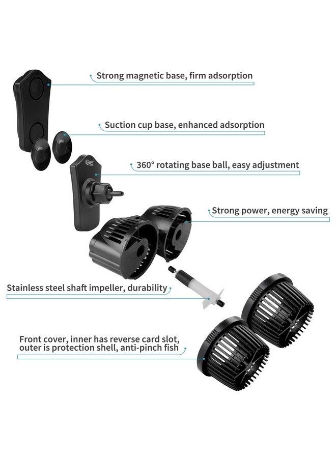 hygger 4200GPH Double Head Aquarium Circulation Pump, Quiet 12W Aquarium Wave Maker, with Strong Magnetic Suction Base, 360°Adjustable Power Head, for 110~240 Gal Tank - Image 5