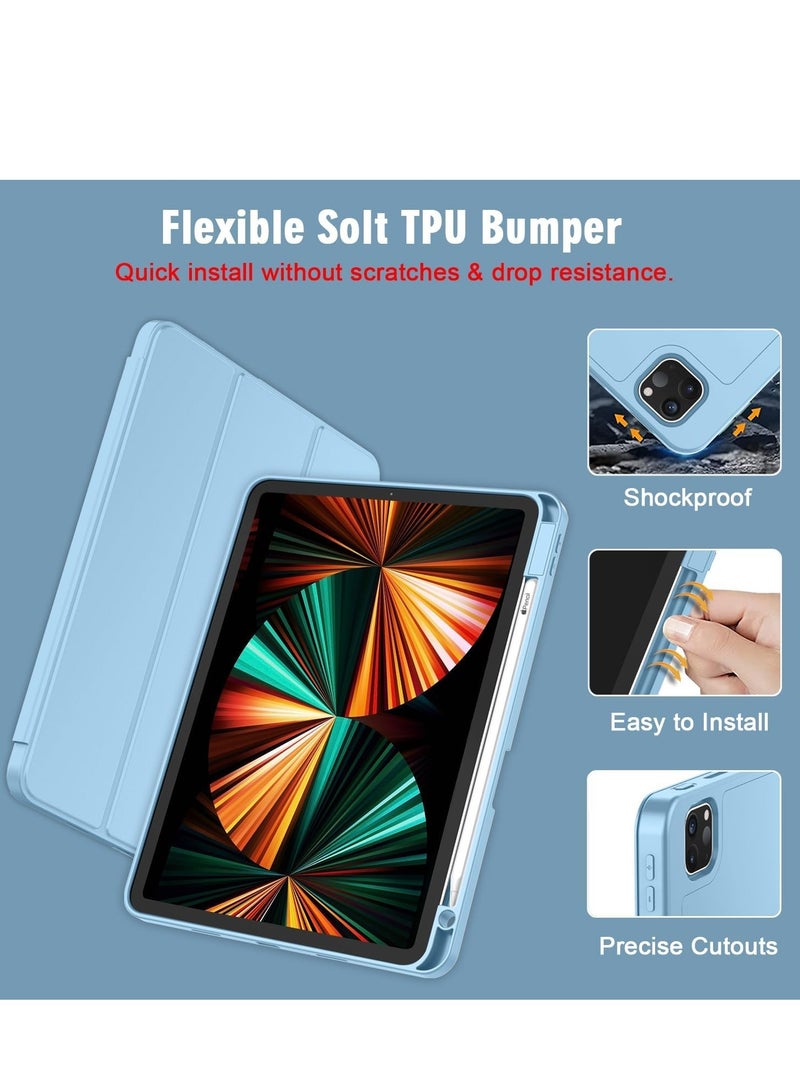 JAJEEK "iPad Pro 12.9 Inch Case (2022/2021/2020, 6th/5th/4th Gen) – Smart Case with Pencil Holder, Touch ID & Auto Wake/Sleep, 2nd Gen Pencil Charging – New Azure Blue" - Image 5