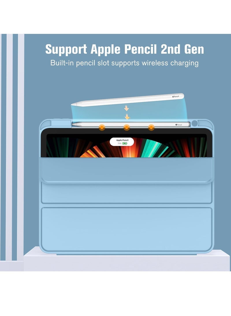 JAJEEK "iPad Pro 12.9 Inch Case (2022/2021/2020, 6th/5th/4th Gen) – Smart Case with Pencil Holder, Touch ID & Auto Wake/Sleep, 2nd Gen Pencil Charging – New Azure Blue" - Image 2