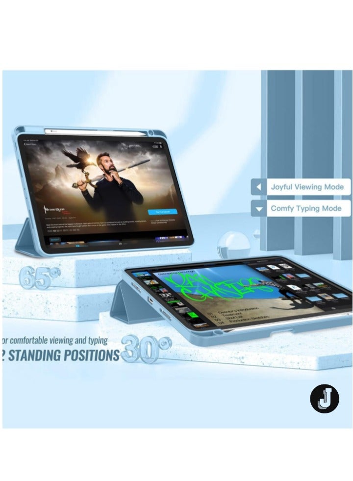 JAJEEK "iPad Pro 12.9 Inch Case (2022/2021/2020, 6th/5th/4th Gen) – Smart Case with Pencil Holder, Touch ID & Auto Wake/Sleep, 2nd Gen Pencil Charging – New Azure Blue" - Image 4