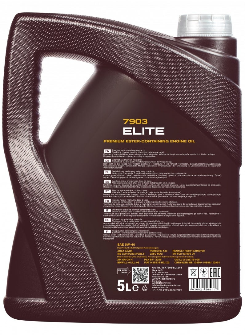 MANNOL Mannol Elite 5W40 Engine Oil 5L  - Image 2