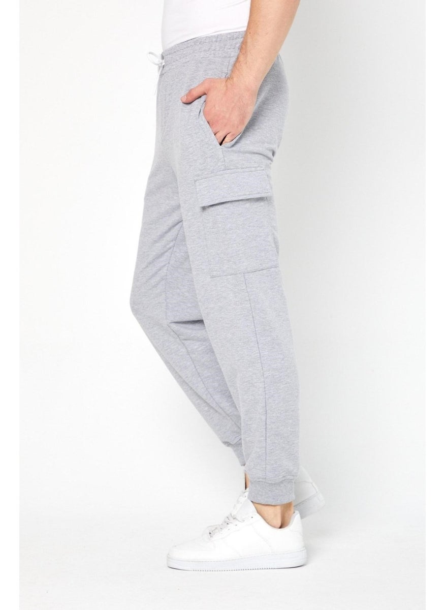 Odelon Cargo Pocket Jogger Fit Men's Grey Sweatpants  - Image 4