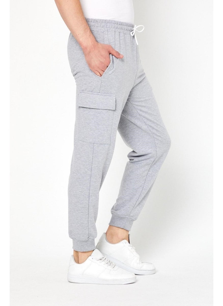 Odelon Cargo Pocket Jogger Fit Men's Grey Sweatpants  - Image 1