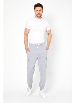 Odelon Cargo Pocket Jogger Fit Men's Grey Sweatpants  - Image 3