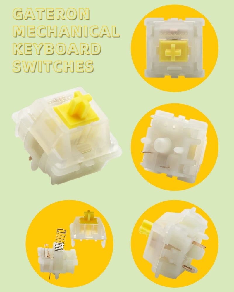 Tugeta Gateron Milky Yellow Switches - Silent Linear Switches for MX Mechanical Keyboard - 5 Pin, 70 Pcs - Image 2