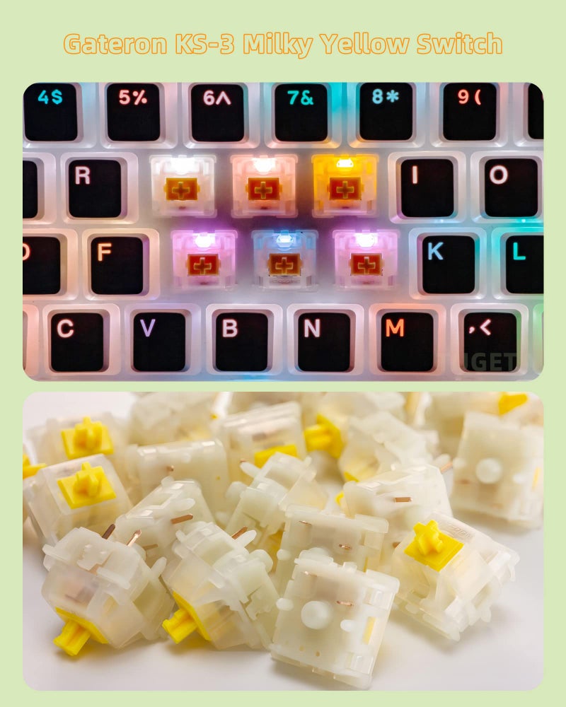 Tugeta Gateron Milky Yellow Switches - Silent Linear Switches for MX Mechanical Keyboard - 5 Pin, 70 Pcs - Image 4