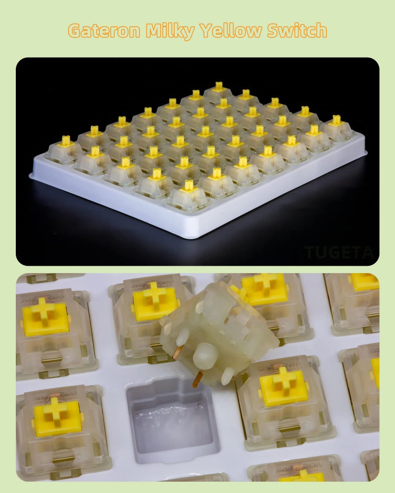 Tugeta Gateron Milky Yellow Switches - Silent Linear Switches for MX Mechanical Keyboard - 5 Pin, 70 Pcs - Image 3