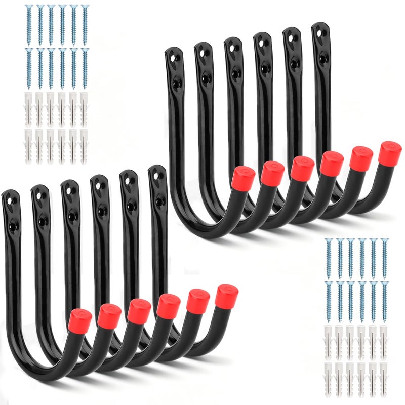Naikozmo 12 Pack Heavy Duty Steel Garage Storage Hooks 35Inch Wall Mounted J Utility Hanger Holds Up to 50LB - Image 2