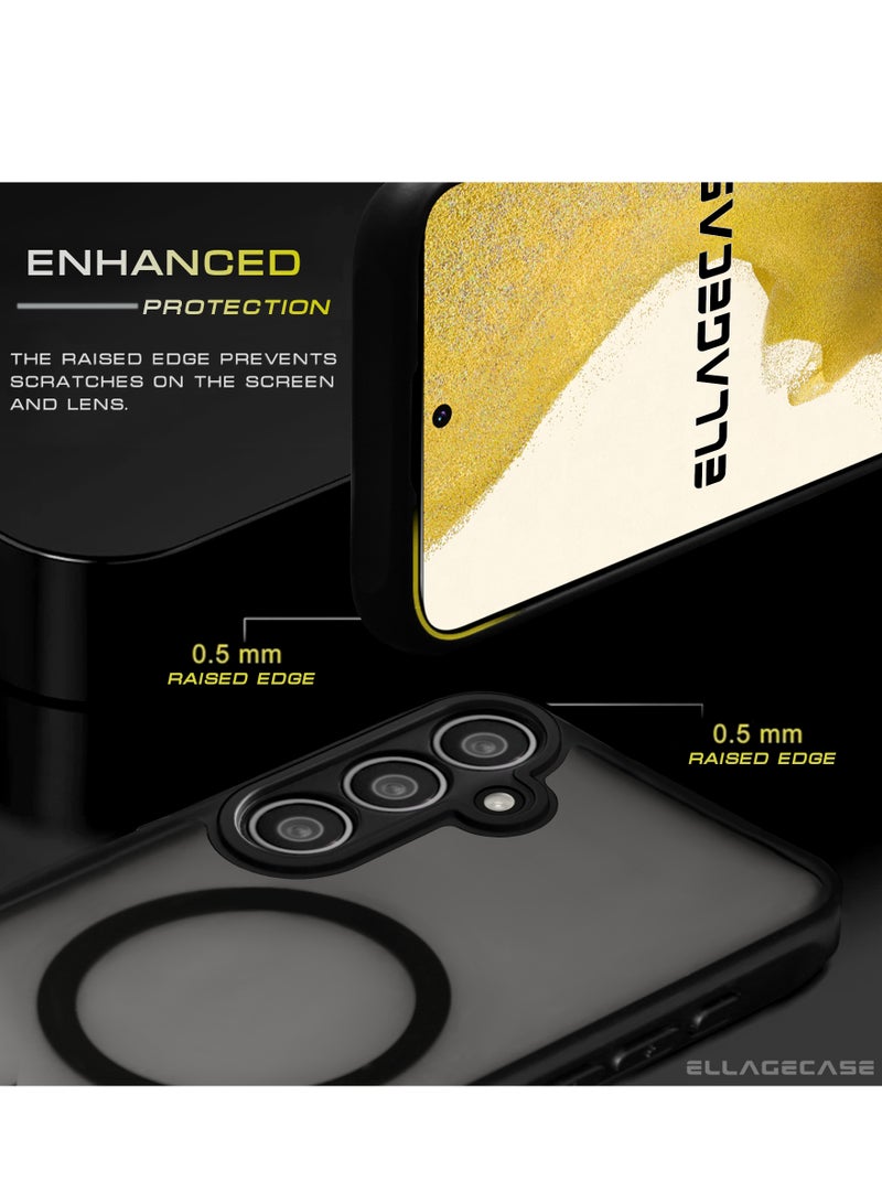 ELLAGECASE حافظة لهاتف سامسونج جالكسي S23 FE، حافظة رفيعة بدون إطار مع شحن لاسلكي مغناطيسي، حماية كاميرا قوية، غطاء أسود مضاد للصدمات - Image 4
