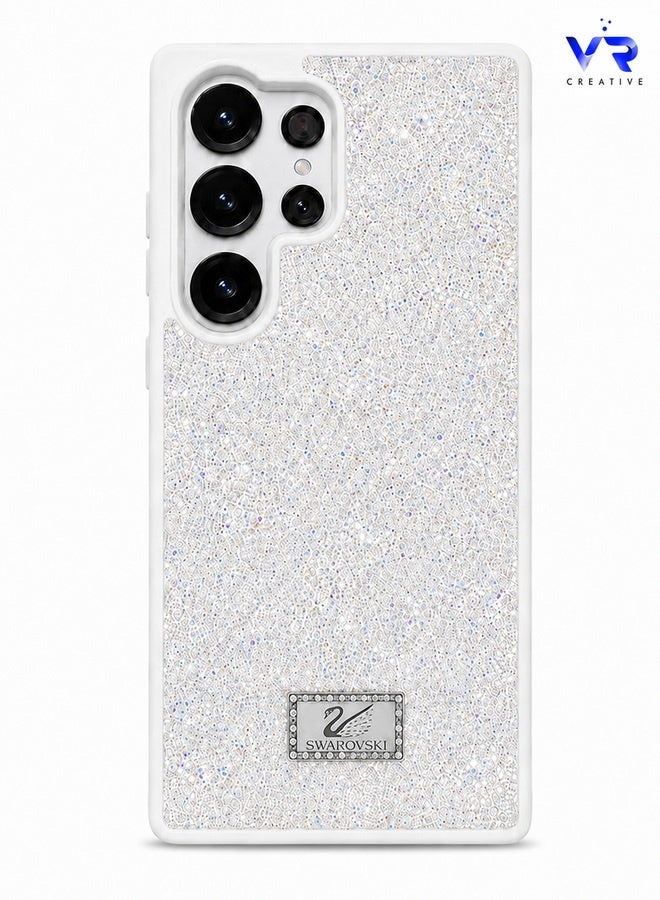 VR CREATIVE Luxury Sparkling Crystal Rhinestone Protective Phone Case Cover for Samsung Galaxy S26 Ultra – White - Image 1
