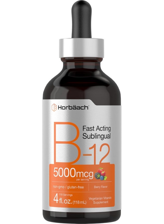 Horbäach Horbaach B-12 | 5000mcg | 4oz | Berry Flavor Fast-Acting Sublingual Liquid Vitamin B12 | Vegetarian, Non-GMO & Gluten Free Formula - Image 1