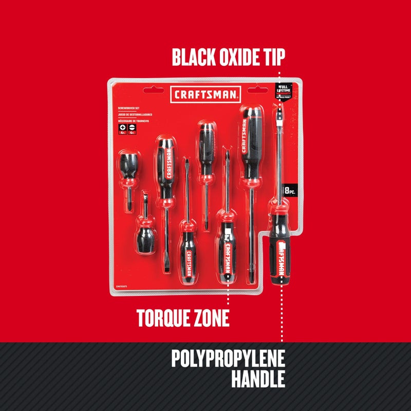 CRAFTSMAN Screwdriver Set, Bi-Material, 8 Piece Set (CMHT65075N) - Image 3