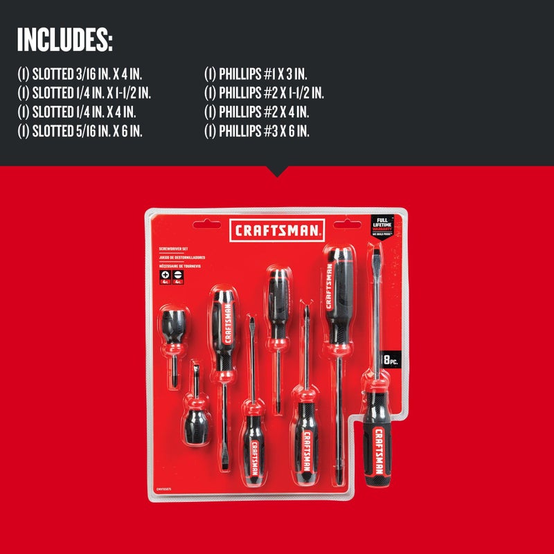 CRAFTSMAN Screwdriver Set, Bi-Material, 8 Piece Set (CMHT65075N) - Image 2