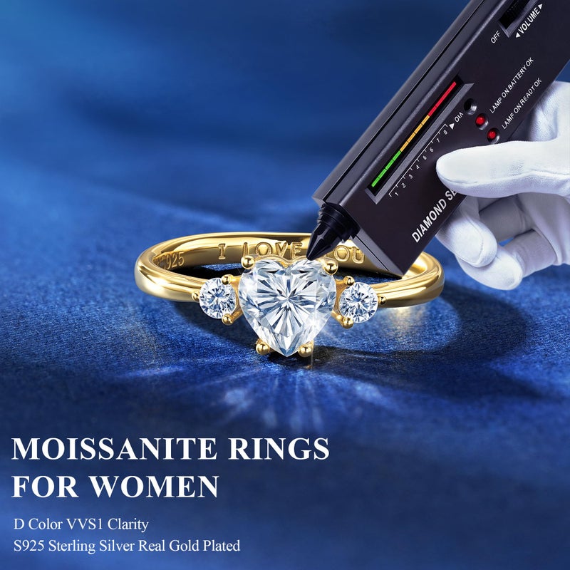 JIAOGE Moissanite Engagement Rings for Women - S925 Sterling Silver Moissanite Rings for Women Engagement Ring Promise Rings for Her Wedding Ring Wedding Gifts for Women Jewelry Birthday Bride Gifts - Image 5