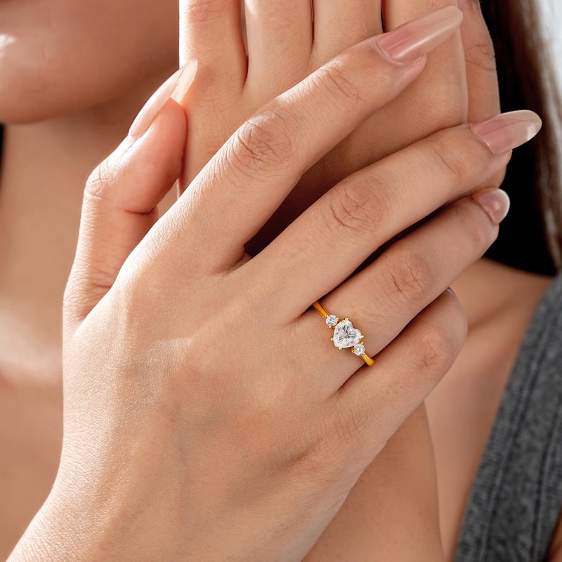 JIAOGE Moissanite Engagement Rings for Women - S925 Sterling Silver Moissanite Rings for Women Engagement Ring Promise Rings for Her Wedding Ring Wedding Gifts for Women Jewelry Birthday Bride Gifts - Image 3