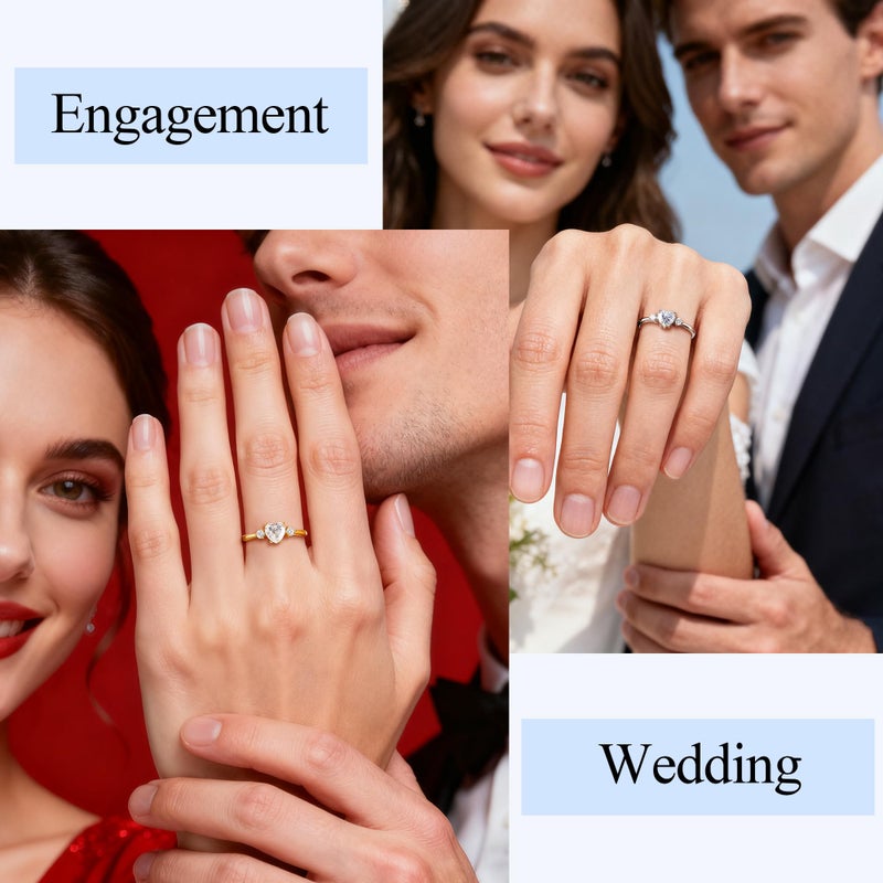 JIAOGE Moissanite Engagement Rings for Women - S925 Sterling Silver Moissanite Rings for Women Engagement Ring Promise Rings for Her Wedding Ring Wedding Gifts for Women Jewelry Birthday Bride Gifts - Image 4