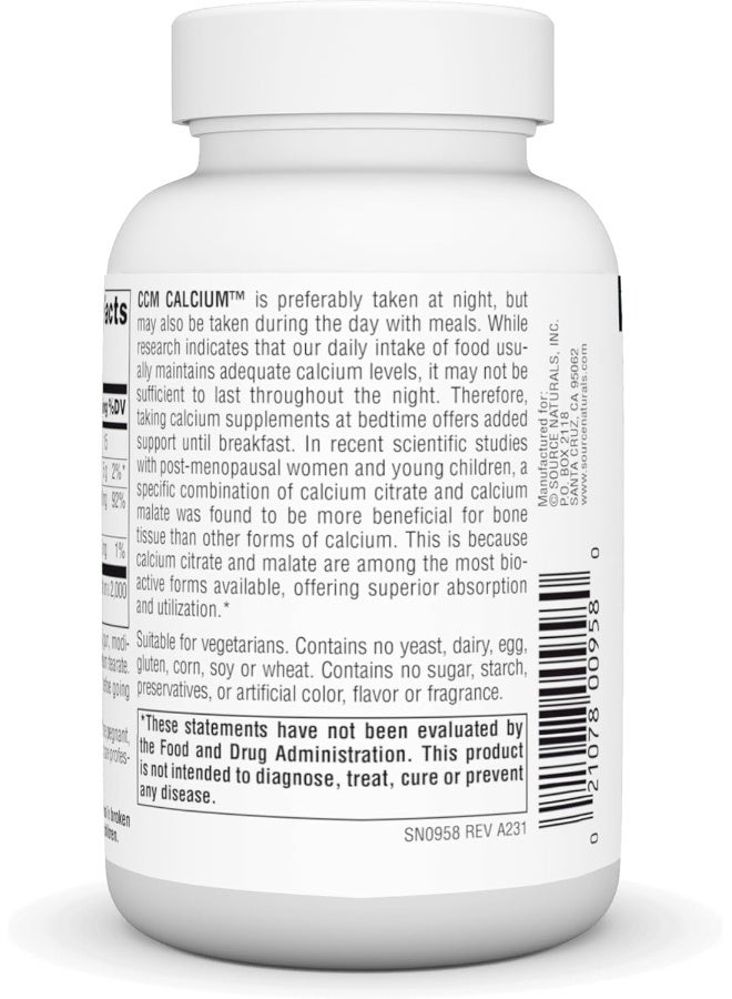 SOURCE NATURALS Source Naturals CCM Calcium™ 300 mg 60 Tablet - Image 3