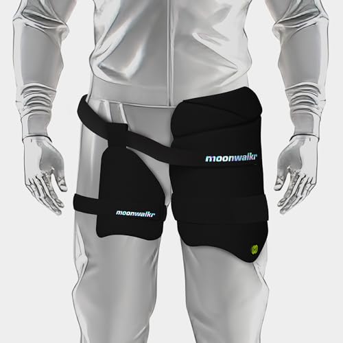 moonwalkr Thigh Guard 2.0 Protective Gear for Batter’s Height (5’9”- 6’2”) Cricket Thigh Pad Cricket Accessories & Equipment Safeguarding Both Your Outer and Inner Thighs Black (Large, Right Hand) - Image 4