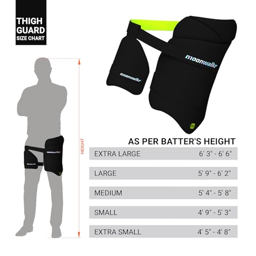 moonwalkr Thigh Guard 2.0 Protective Gear for Batter’s Height (5’9”- 6’2”) Cricket Thigh Pad Cricket Accessories & Equipment Safeguarding Both Your Outer and Inner Thighs Black (Large, Right Hand) - Image 3