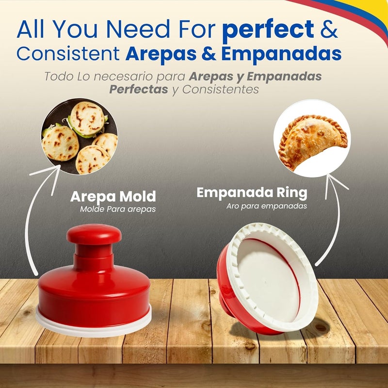 TRAITOOLS Combo Molde para Arepas Colombianas – 2-Pack with Small (4.3 in) & Large (5.7 in) Molds – Molde para Empanadas, Gorditas de Maiz y Pastelitos Venezolanos – Traditional Colombian Kitchen Tools - Image 3