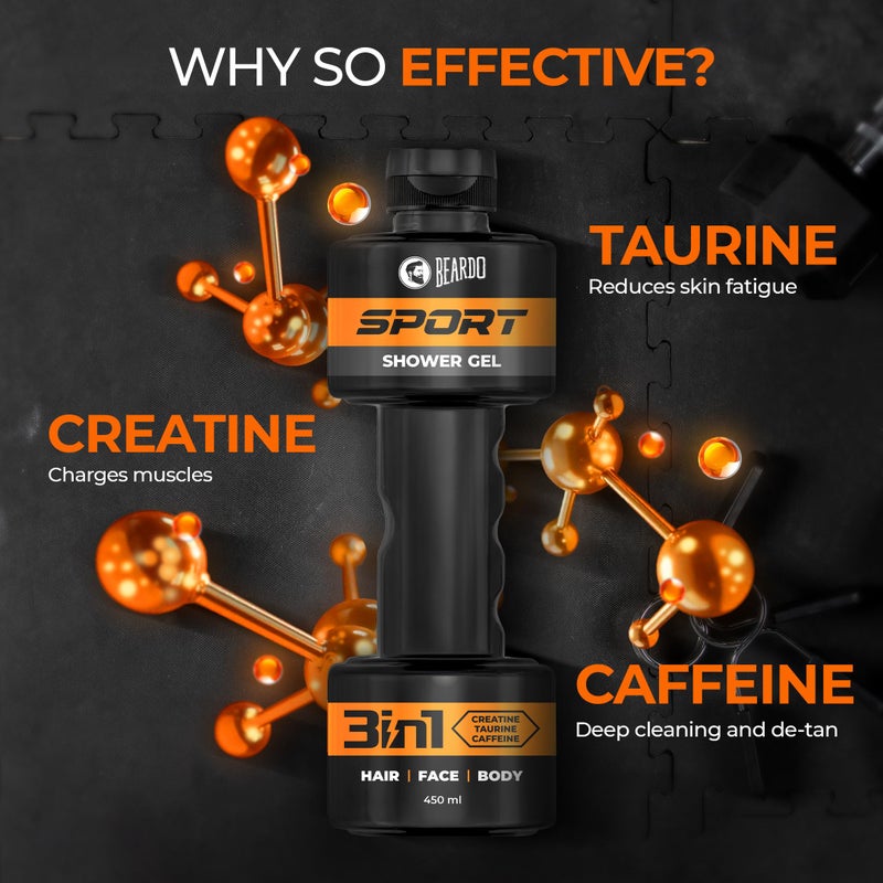 Beardo Sport 3-in-1 Body Wash Shower Gel for Men | Facewash + Shampoo + Exfoliating Bodywash | For Deep Cleansing, Detan & Cooling | Sports Shower Gel for Men | 450 ml - Image 5