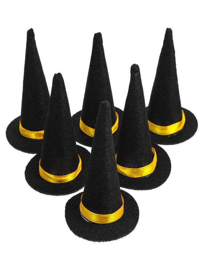 Amosfun 6Pcs Mini Felt Witch Hats 3.14 Inch Halloween Wine Bottle Decor Diy Craft Accessories Party Supplies - Image 1