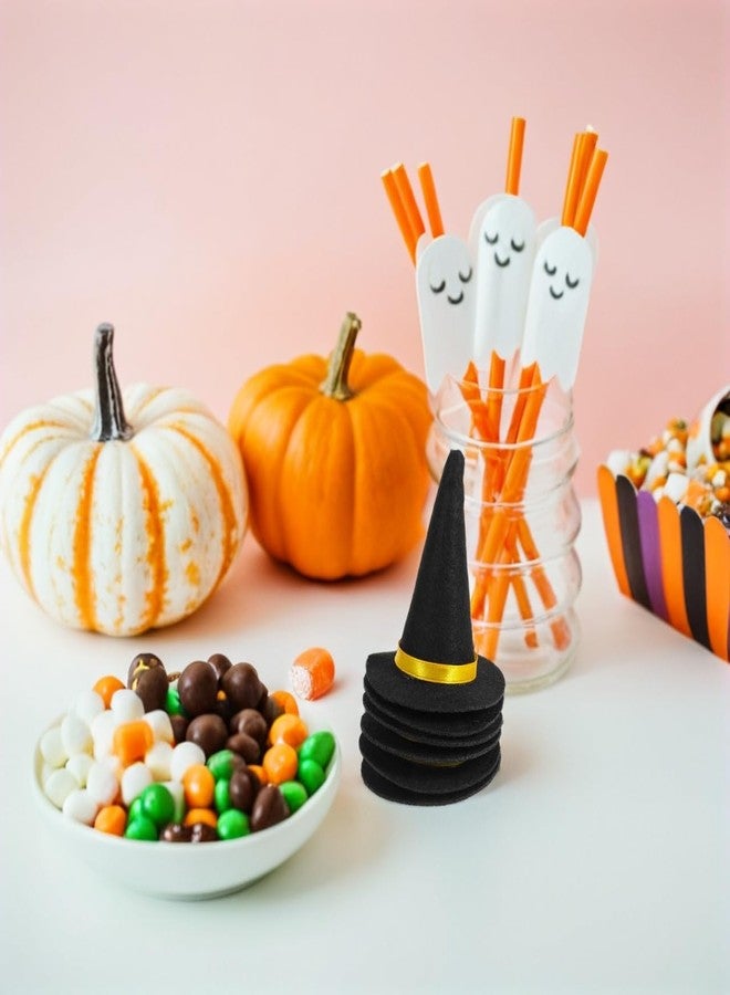 Amosfun 6Pcs Mini Felt Witch Hats 3.14 Inch Halloween Wine Bottle Decor Diy Craft Accessories Party Supplies - Image 2