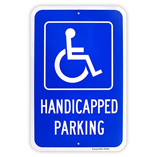 Enjoyist Large Handicap Parking Sign, Handicapped Sign, 18"x 12" .040 Rust Free Aluminum – Reflective, UV Protected and Weatherproof - Image 1