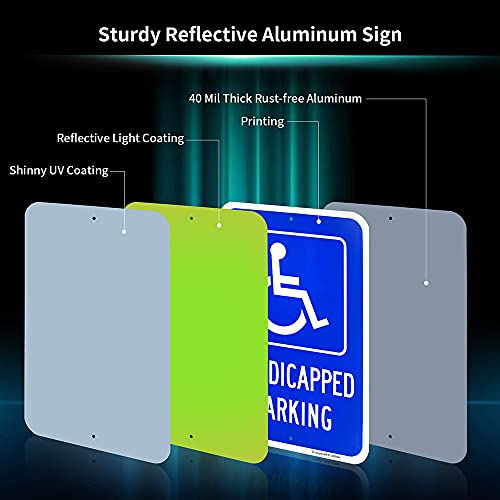 Enjoyist Large Handicap Parking Sign, Handicapped Sign, 18"x 12" .040 Rust Free Aluminum – Reflective, UV Protected and Weatherproof - Image 2