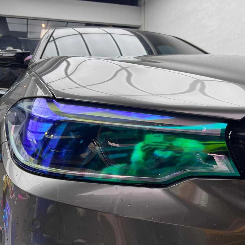 لزلران 12 × 48 بوصة ملصق فيلم فينيل ذاتي اللصق لتعتيم السيارة لون تشامليون للأنوار الأمامية والخلفية وضوء الضباب باللون الأخضر تشامليون