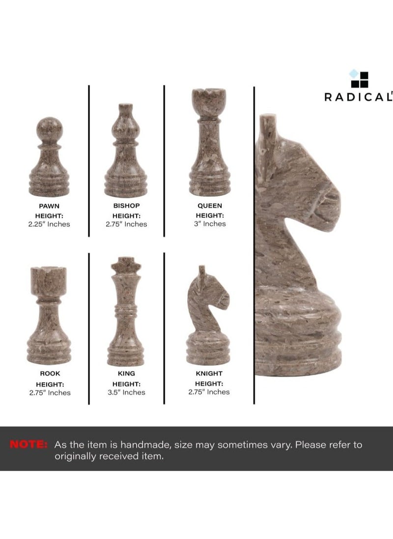 RADICALn Handmade Large White and Oceanic Marble Chess Set – Luxury Decorative Game with Storage Box, Perfect for Home Décor