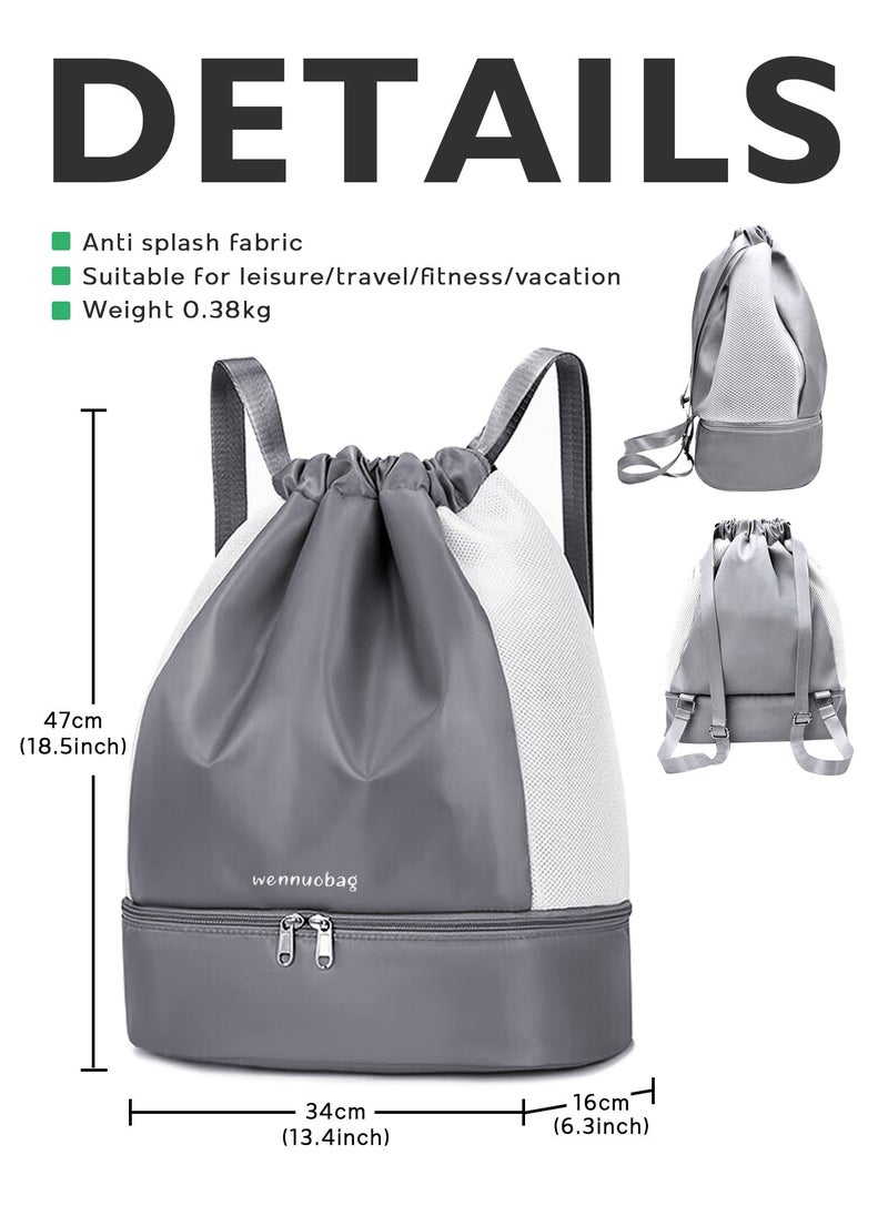 URbazaar Sports Drawstring Backpack - String Swim Gym Bag with Shoes Compartment and Wet Proof Pocket for Women&Men  - Image 3