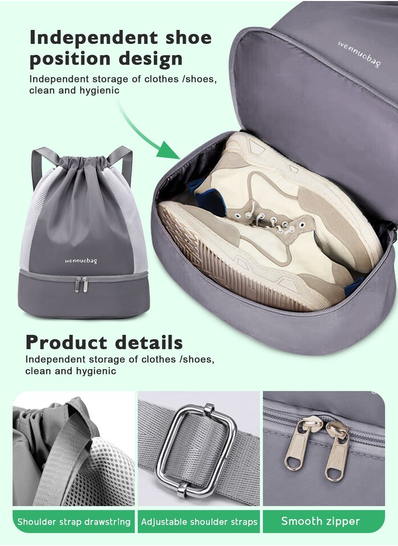 URbazaar Sports Drawstring Backpack - String Swim Gym Bag with Shoes Compartment and Wet Proof Pocket for Women&Men  - Image 4