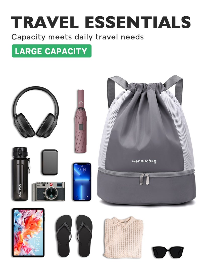 URbazaar Sports Drawstring Backpack - String Swim Gym Bag with Shoes Compartment and Wet Proof Pocket for Women&Men  - Image 2