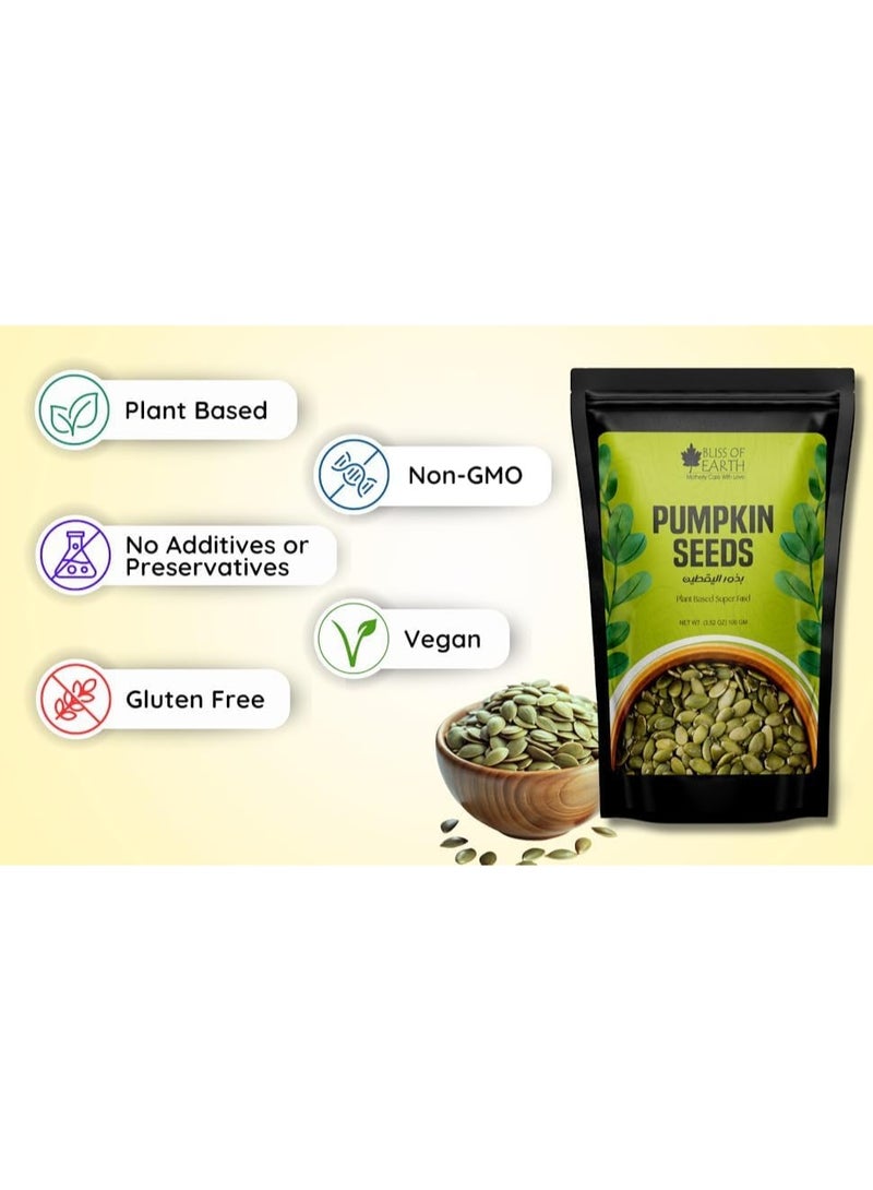 BLISS OF EARTH Organic Pumpkin Seeds 200g x 2 – Premium Raw Dehulled High Protein Seeds for Hair Growth, Smoothies, Salads & Baking – Rich in Magnesium & Zinc - Image 2