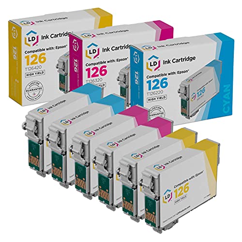 LD Remanufactured Replacements for Epson 126 Ink Cartridge (2 Cyan, 2 Magenta, 2 Yellow, 6-Pack) Compatible with Stylus NX330 NX430 Workforce 520 60 630 645 845 WF-7520 WF-3530 7510 3540 and More - Image 1