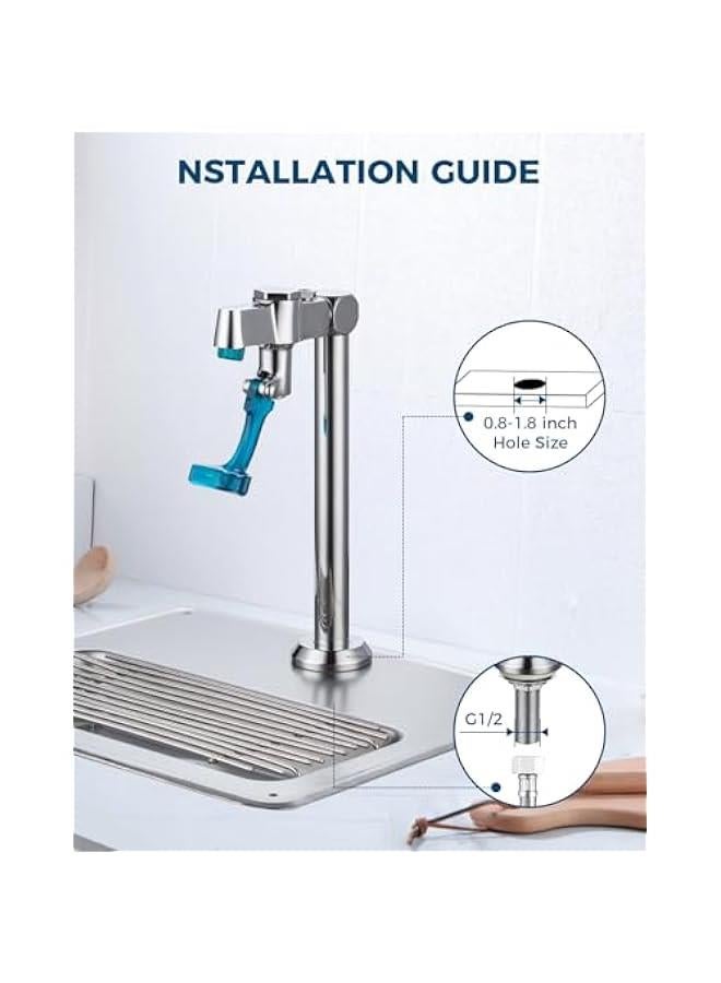 Arabest Glass Filler Faucet Deck Mount 9 Inch Push-Back Drinking Water Filling Faucets with Adjustable Flow, Brass, G1/2 Male Shank Commercial Faucet for Bar, Diner, Kitchen, Restaurants & Coffee  - Image 5