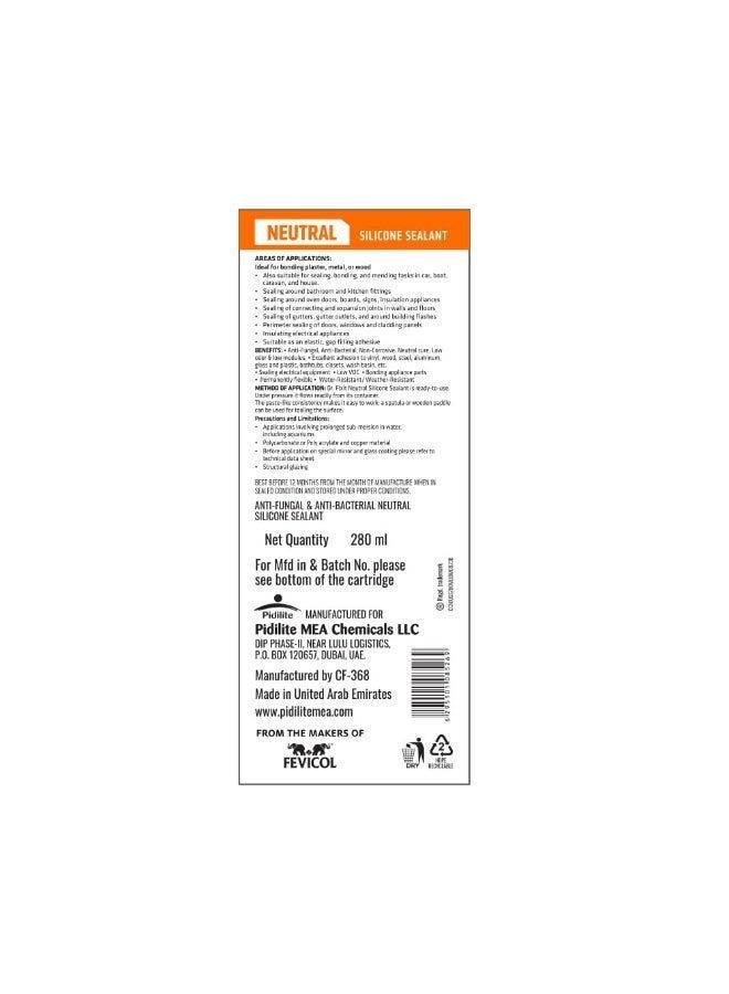 Dr. Fixit 501 Clear Silicone Sealant With Silicone Gun | Ideal for Sealing of Glass, Windows, Sanitary and Bathroom Fixtures & Electrical Insulation 280 gm - Image 3