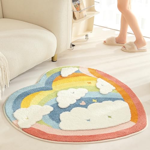 Molesun 3.3' x 3.3' Round Shape Carpet Cute Floor Mat, Microfiber Mat Super Soft Shaggy Non Slip Area Rug for Living Room, Bedroom and Kids Play Room, Heart - Image 2