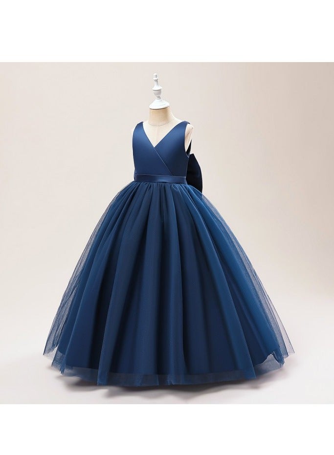 فتيات ملابس فستان خارج الكتف زي الأميرة للبنات فستان رسمي أنيق فستان بلا أكمام مع قوس - Image 3