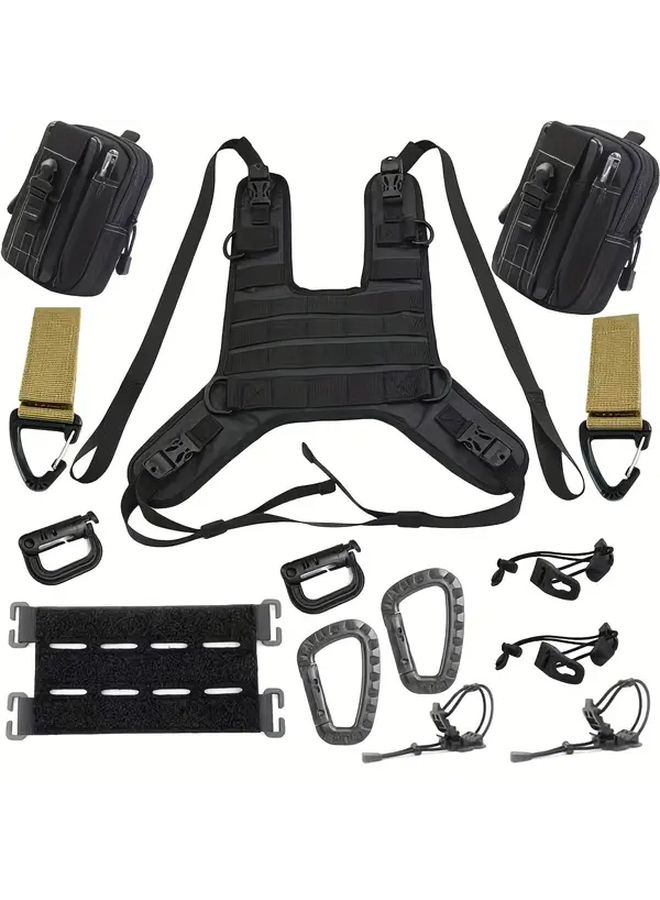 Motorcycle Tank Carrier System With MOLLE Webbing And Buckles Heavy Duty Padded Adjustable Harness For Gasoline Oil Tank Compatible With Tanks Black - Image 1