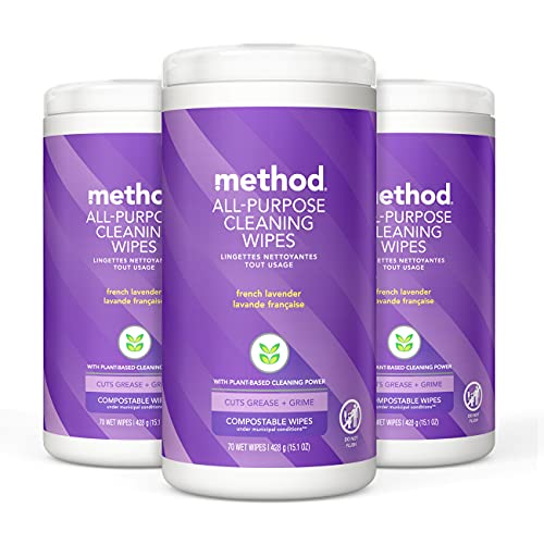 Method All-Purpose Cleaning Wipes, French Lavender, Multi-Surface, Compostable, 70 Count, (Pack of 3) - Image 1