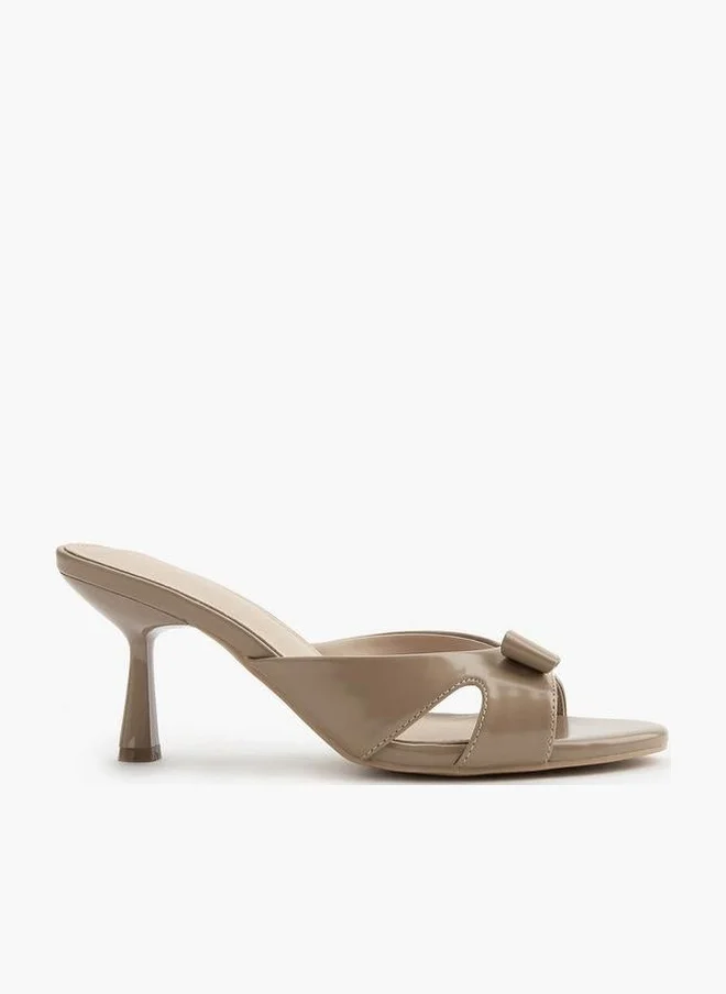 Flora Bella Embellished Bow Slip-On Sandals With Flared Heel