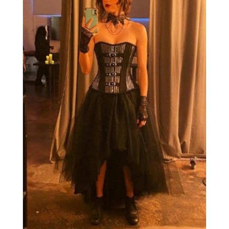 High Low Tulle Skirt for Women Lace up Wedding Party Prom Cocktail Mesh Long Tulle Skirt - Image 3