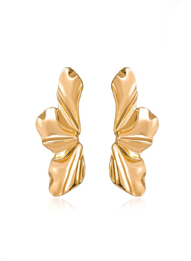 Goho Gold Sculpted Ribbon Earrings - Image 1