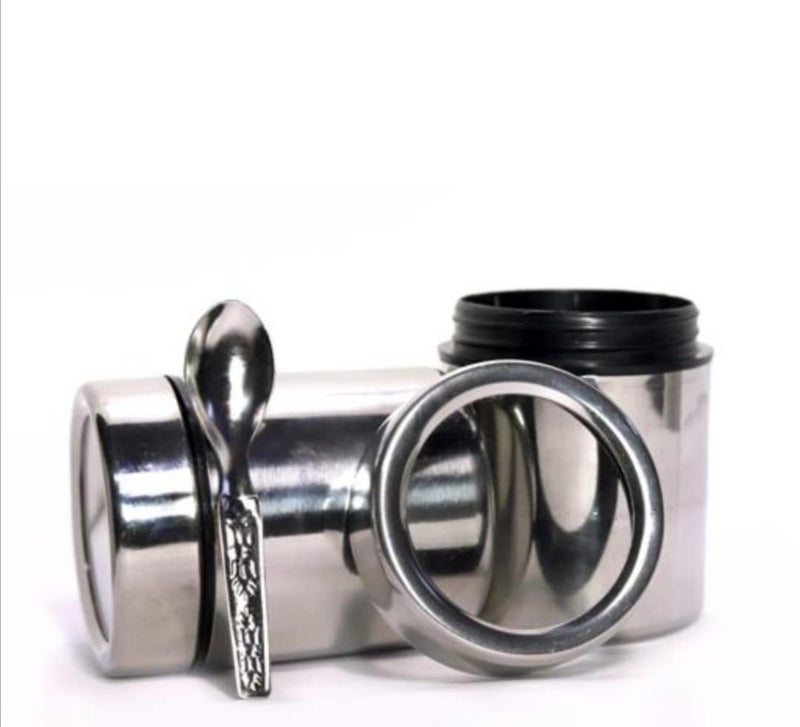 DARAZ Big 8 in 1 Stainless Steel Masala Dani dabba Spice Box Organiser for Kitchen With SeeThrough Lid and 8 Containers with Spoon Silver - Image 3