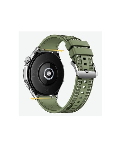 22mm For Huawei Watch GT5 46MM 2024 Nylon Braided Silicone Composite Watch Strap, Green
